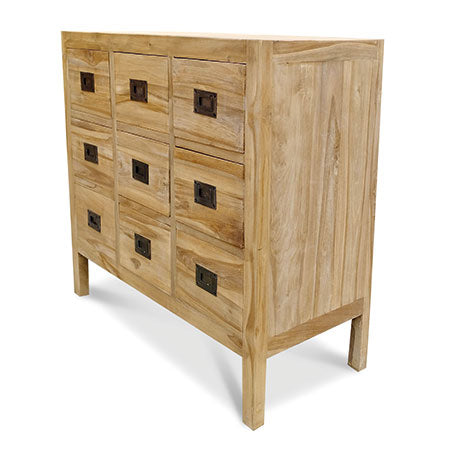 Reclaimed Teak 9 Drawer Chest