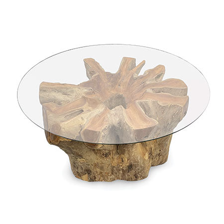 Java Root Round Coffee Table With 90cm Glass
