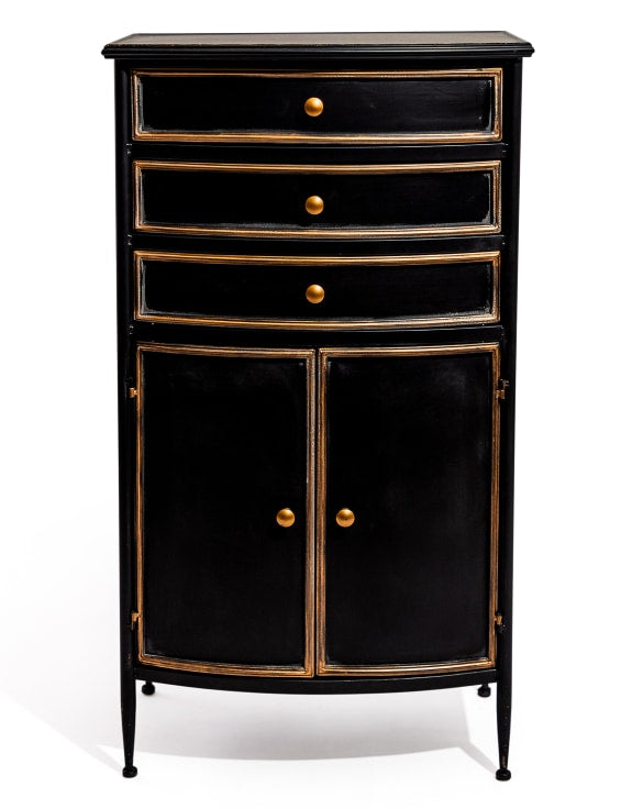 Black and Antique Gold Orson Side Chest