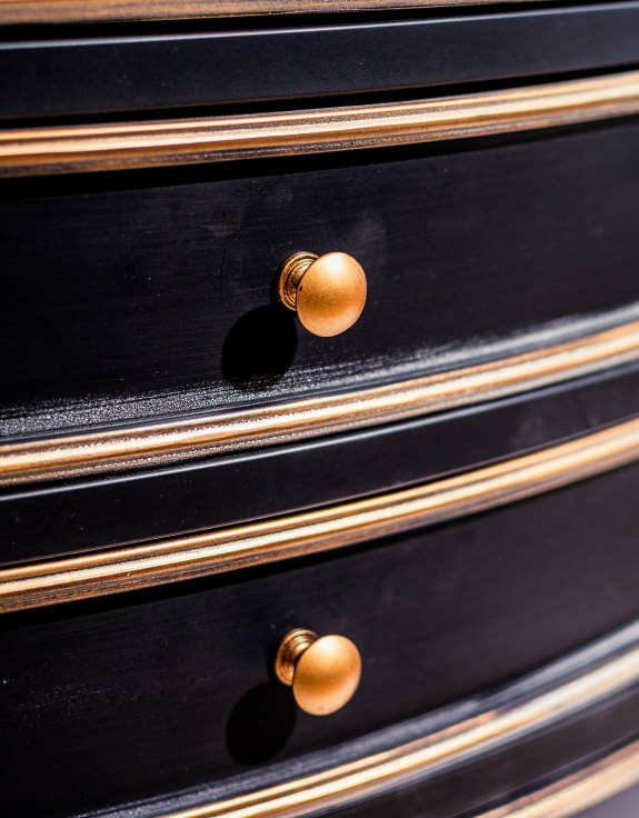 Black and Antique Gold Orson Side Chest