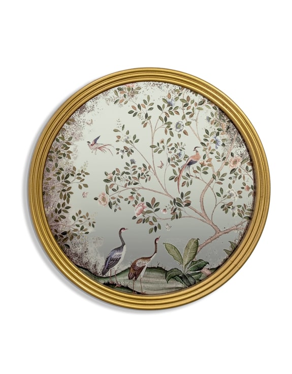 Botanic Gold- Round Framed Wall Mirror