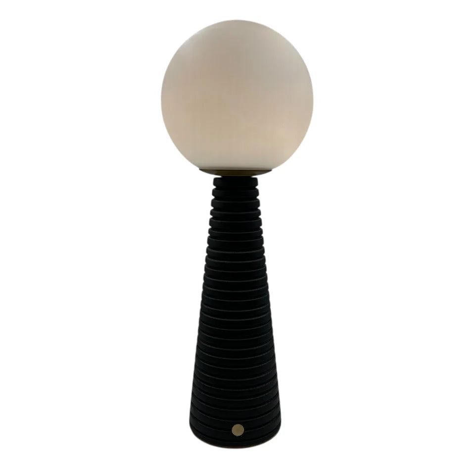 Chalk Rechargeable Touch Lamp - Large Ribbed Charcoal