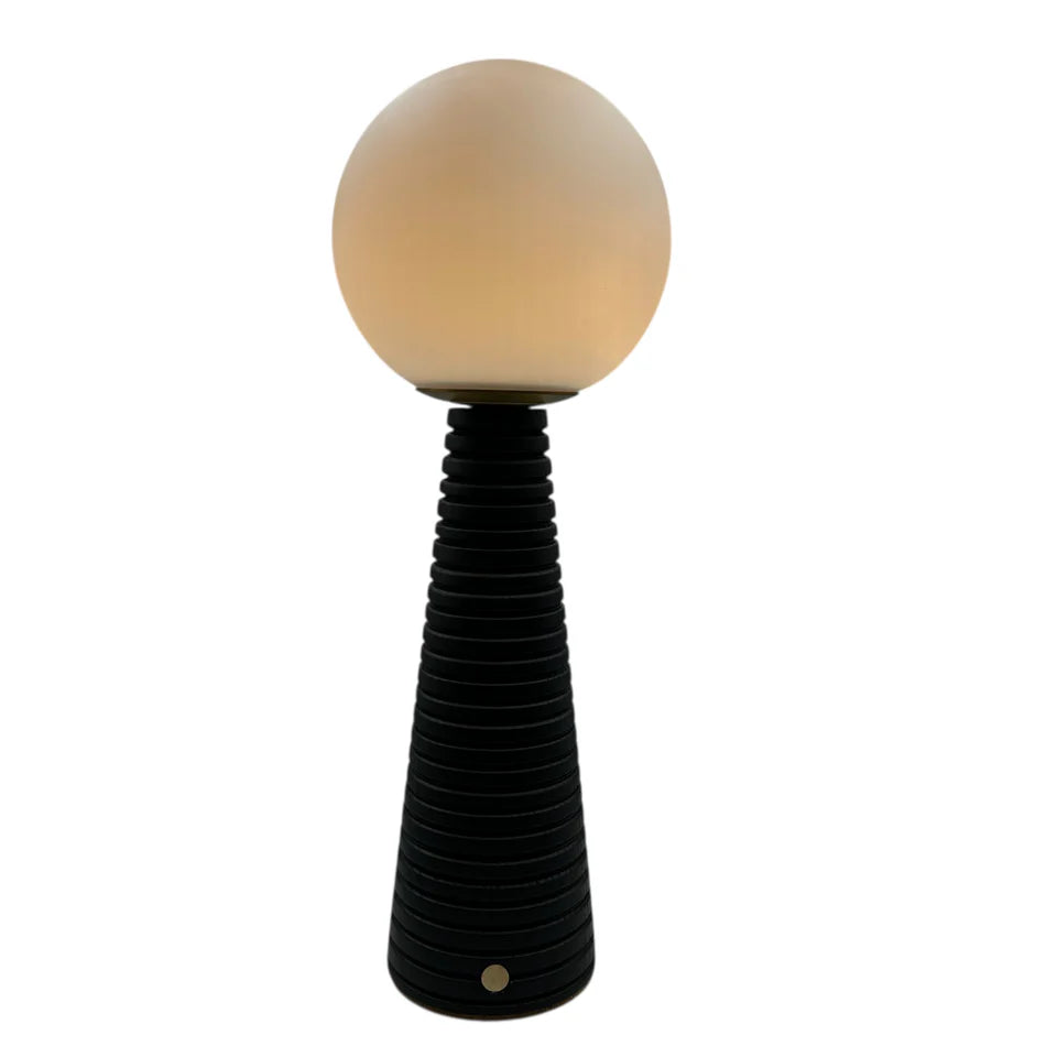 Chalk Rechargeable Touch Lamp - Large Ribbed Charcoal