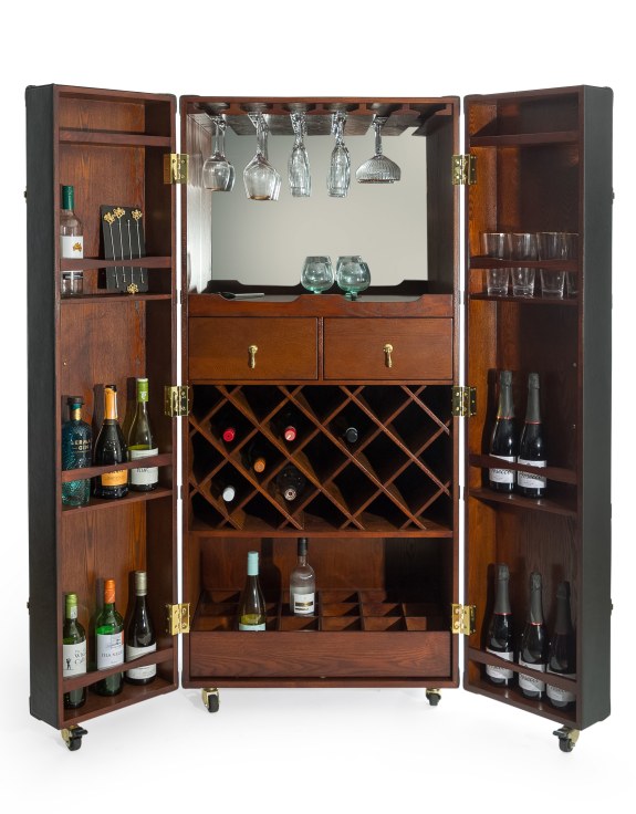 Savanna Extra Large Leather 2 Door Bar Cabinet