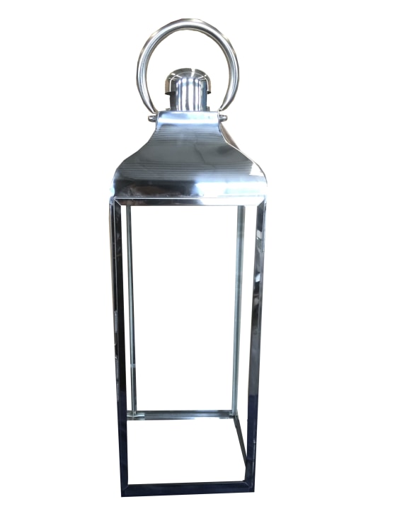 Regency Square Polished Steel and Glass Lantern - Extra Large