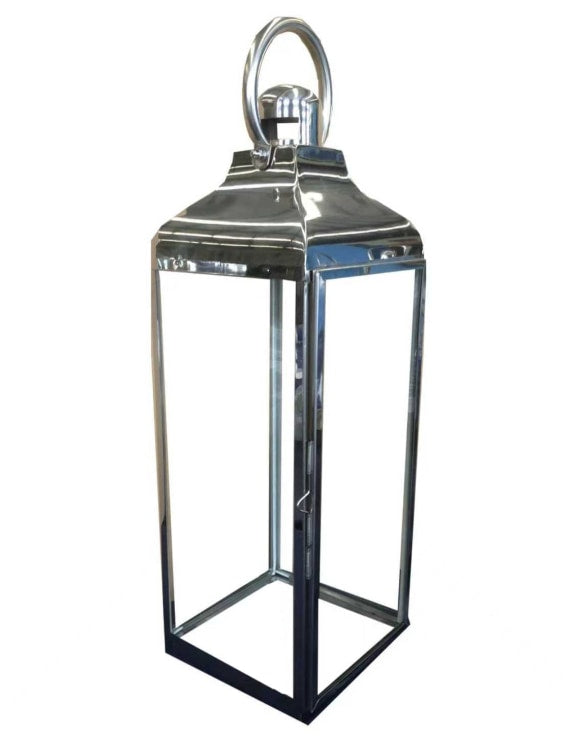 Regency Square Polished Steel and Glass Lantern - Extra Large