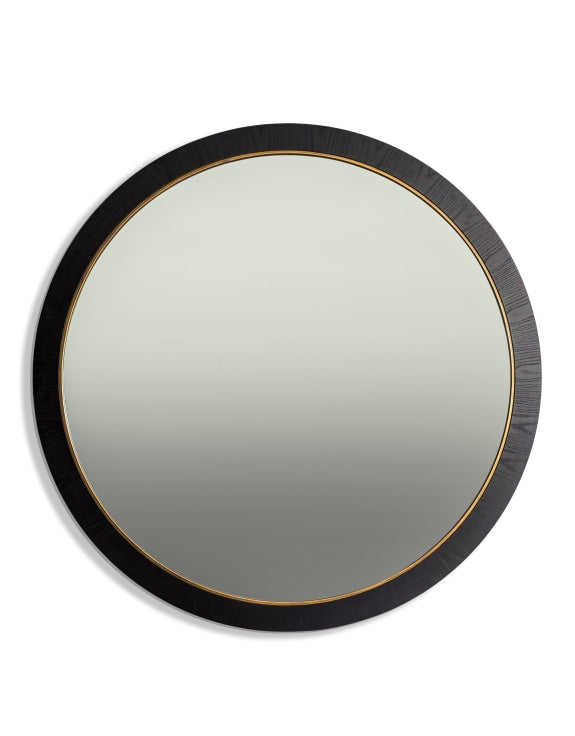Giant Knightsbridge Black & Gold Wood Round Wall Mirror