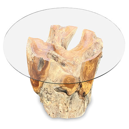 Java Root Round Coffee Side Table With 70cm Glass