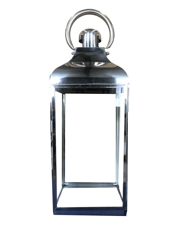 Regency Square Polished Steel and Glass Lantern - Large
