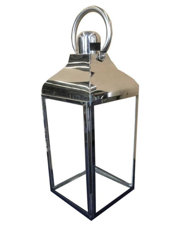 Regency Square Polished Steel and Glass Lantern - Large