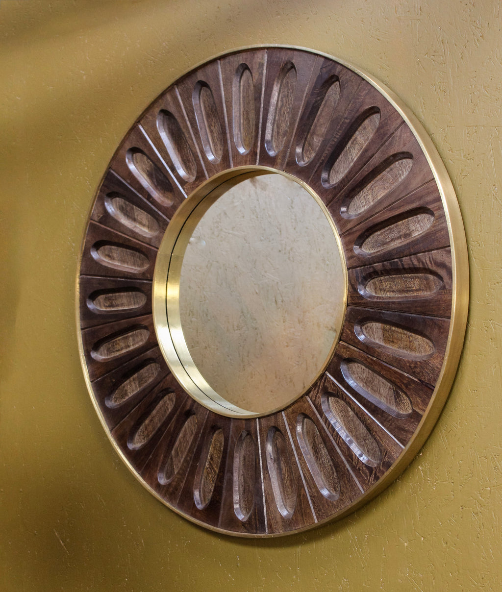 Mandra Wooden Carved Design Mirror