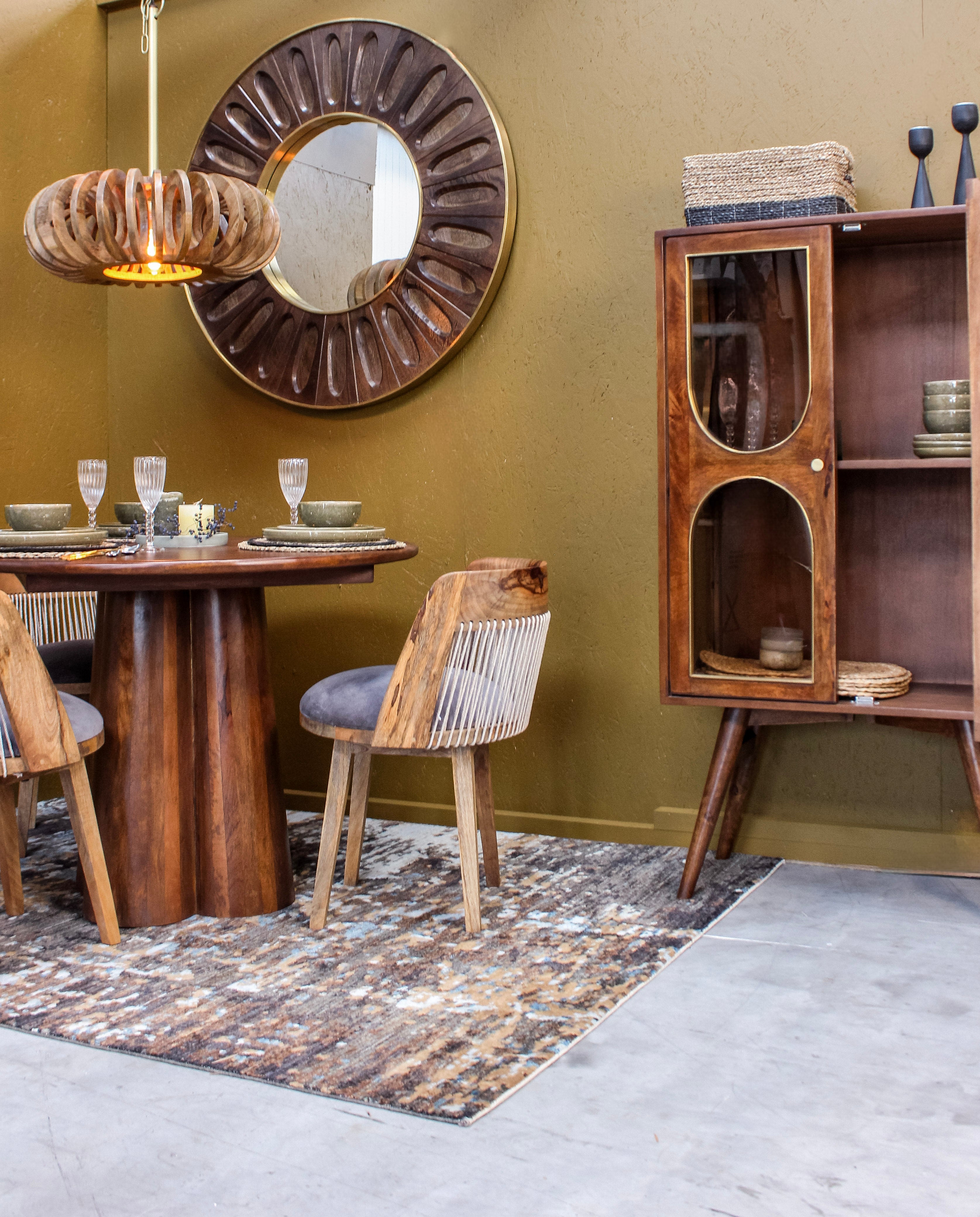 Mandra Wooden Carved Design Mirror