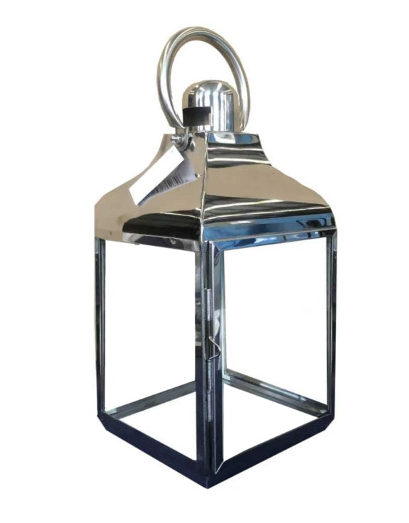 Regency Square Polished Steel and Glass Lantern - Medium