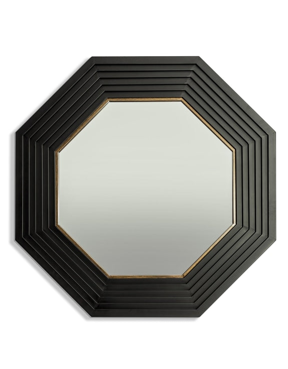 Octagonal Knightsbridge Black & Gold Wall Mirror