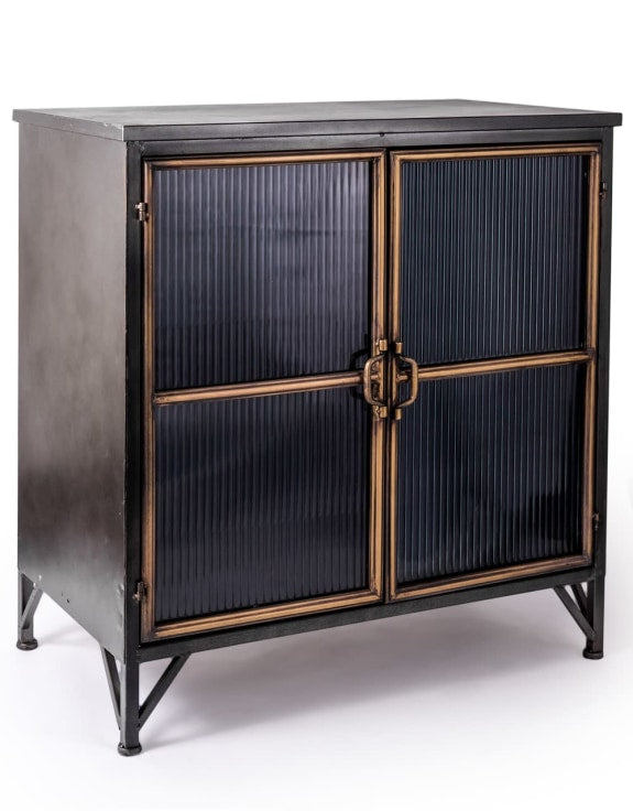Orson Licorice Black and Antiqued Gold Cabinet