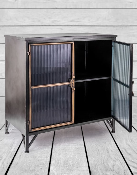 Orson Licorice Black and Antiqued Gold Cabinet