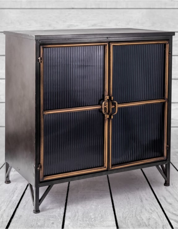 Orson Licorice Black and Antiqued Gold Cabinet