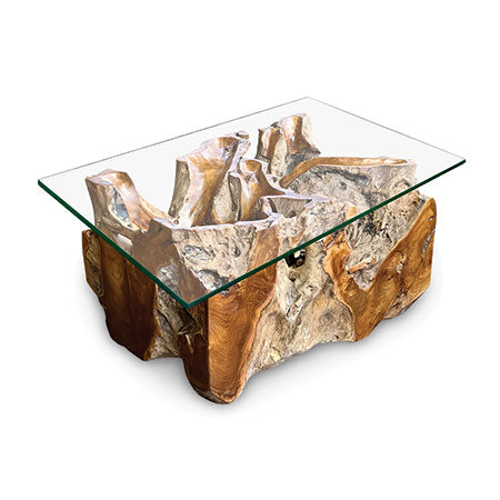 Java Root Coffee Table Rectangle With 100 X 70cm Glass