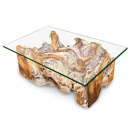 Java Root Coffee Table Rectangle With 100 X 70cm Glass