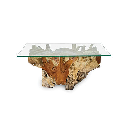 Java Root Coffee Table Rectangle With 100 X 70cm Glass