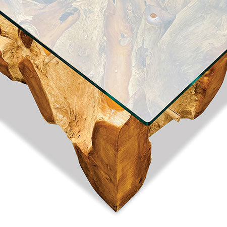 Root Square Java Coffee Table 90x90cm Glass
