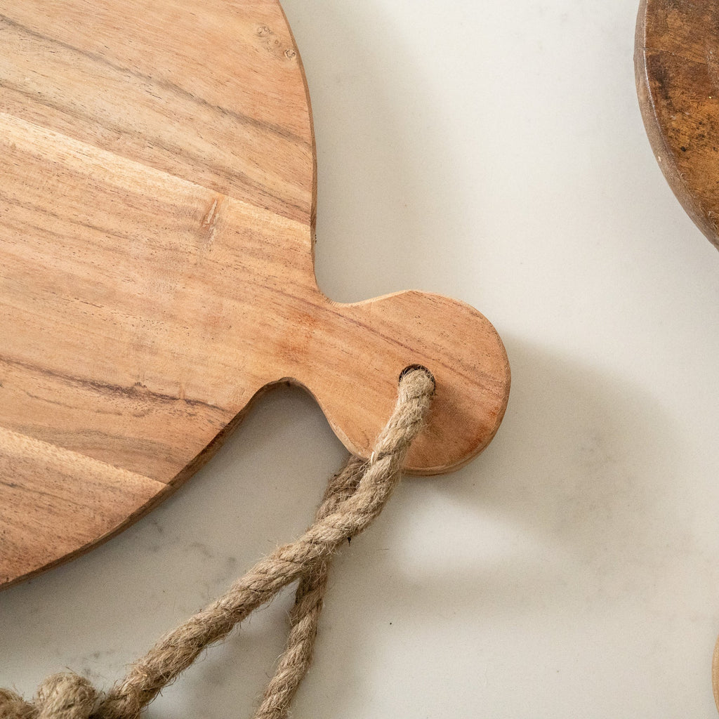 Acacia Round Chopping Board with Rope Tie