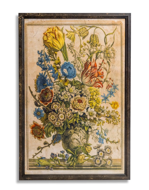 Soho Set of 2 Antiqued White Framed Floral Prints