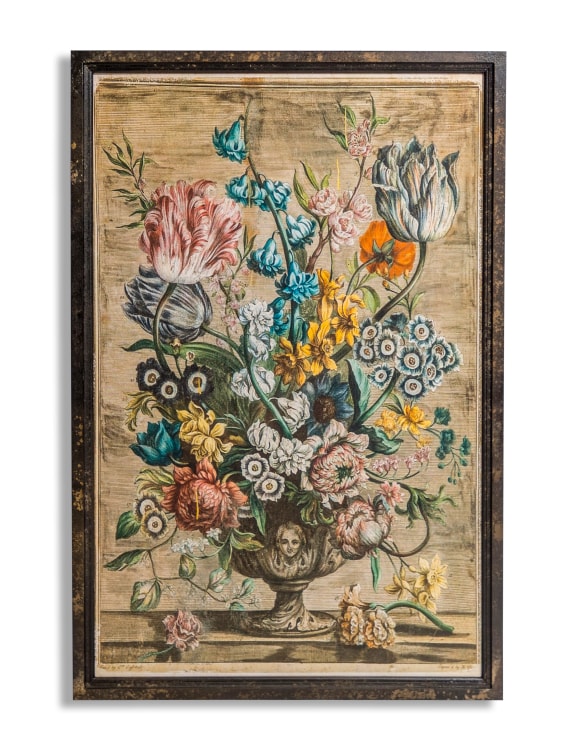 Soho Set of 2 Antiqued White Framed Floral Prints