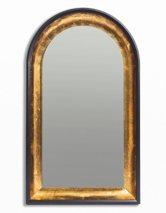 Soho Black & Gold Round Arched Wall Mirror