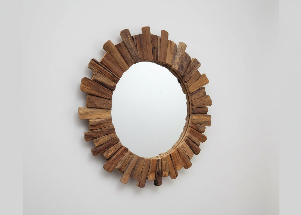 Teak 80cm Sun Mirror