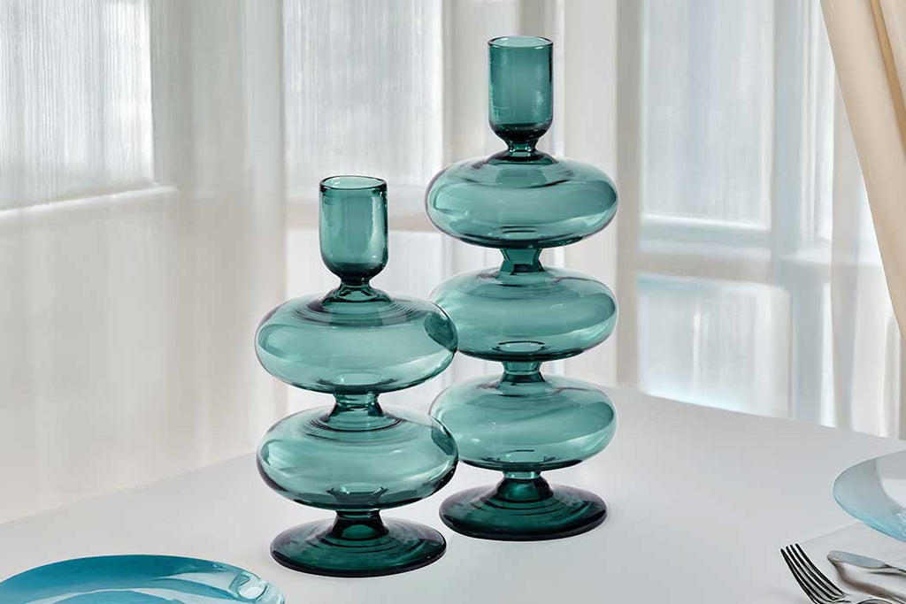 Teal Candle Holder Medium