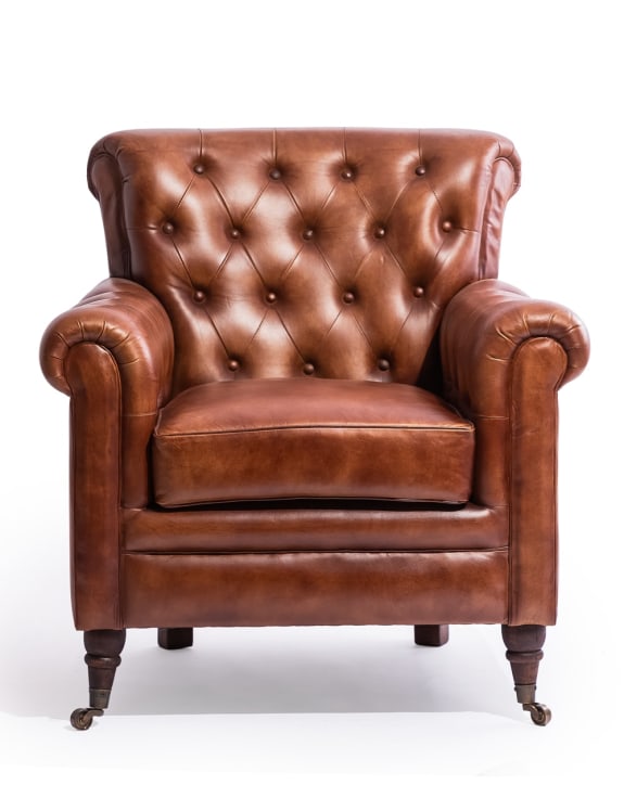Marlborough Vintaged Leather Chesterfield Armchair