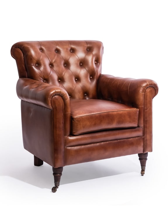 Marlborough Vintaged Leather Chesterfield Armchair