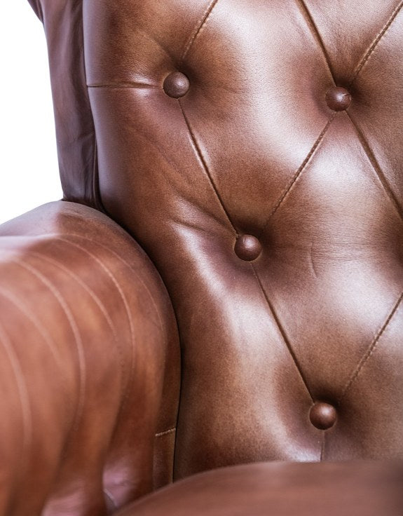 Marlborough Vintaged Leather Chesterfield Armchair