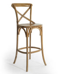 Vintaged Reclaimed Elm Cross-Back Bar Stool