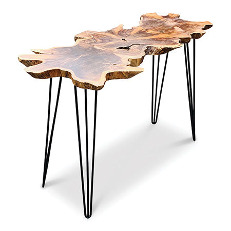 Teak Root Slice Console Table