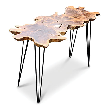 Teak Root Slice Console Table