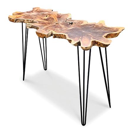 Teak Root Slice Console Table
