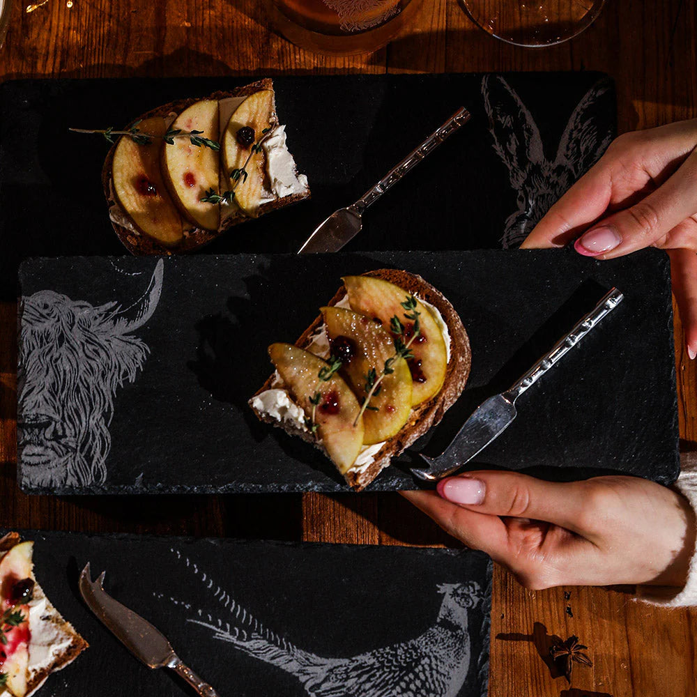 Mini Slate Board and Knife Set - Highland Cow