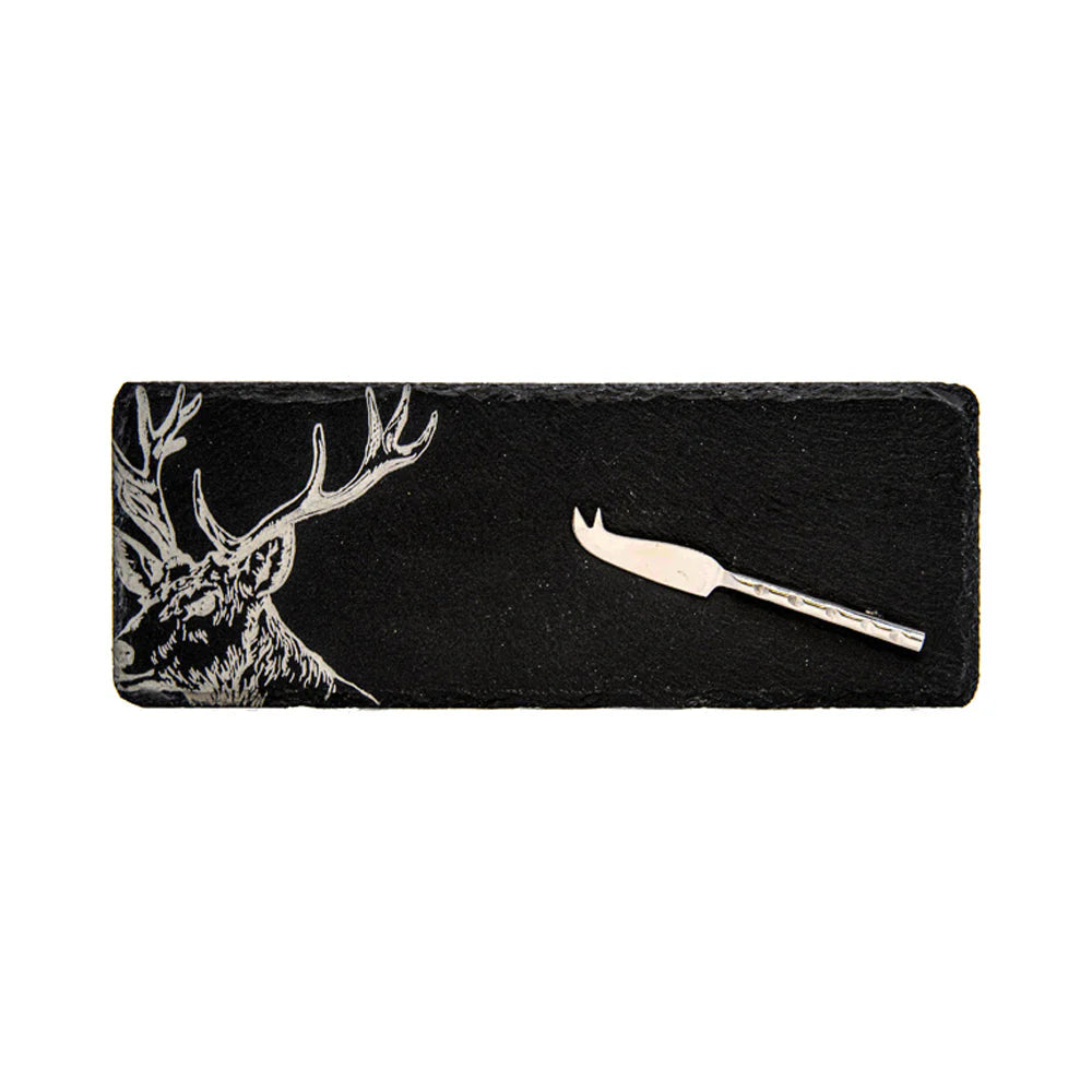 Mini Slate Board and Knife Set - Stag