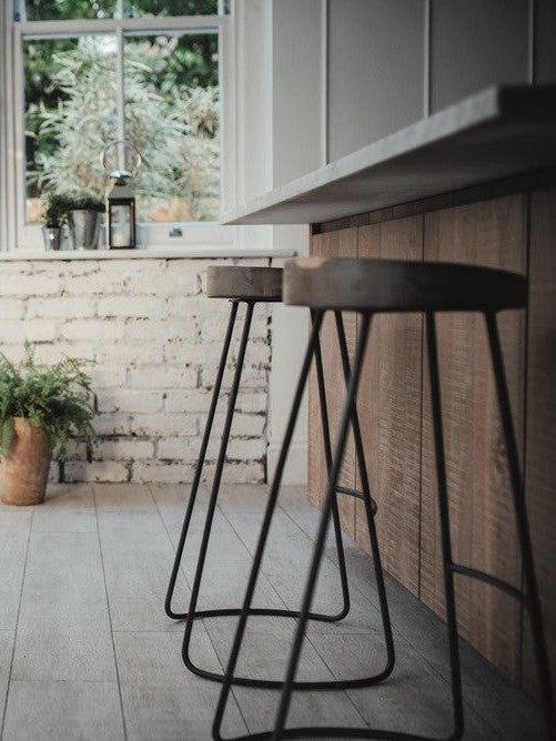 Spitalfields Oak & Iron Barstool