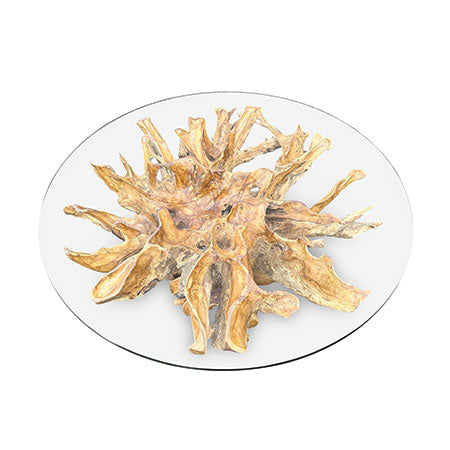 Java Teak Root Round Dining Table (180cm glass)