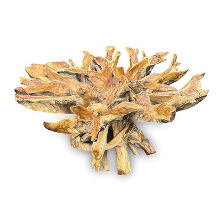 Java Teak Root Round Dining Table (180cm glass)