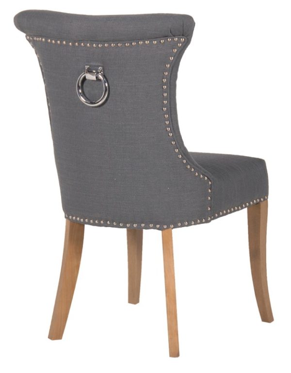 Grey Studded Dining Chair with Ring