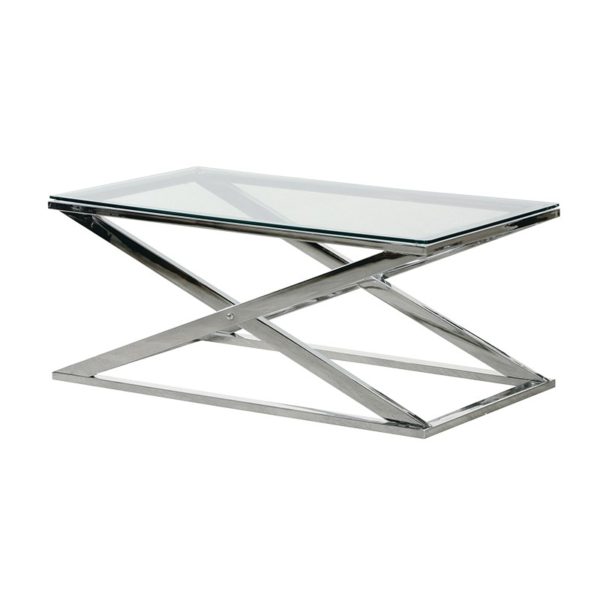 Bundle Of Astor Stainless Steel X Frame Side Table - X Frame Glass Coffee Table Bundle Of Astor Stainless Steel X Frame Side Table - X Frame Glass Coffee Table