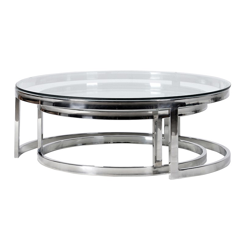 Georgia Nest Of 2 Round Coffee Tables, Silver Round Side Table Uk