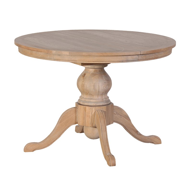 Henley Weathered Oak Extending Table, Extending Circular Oak Dining Table